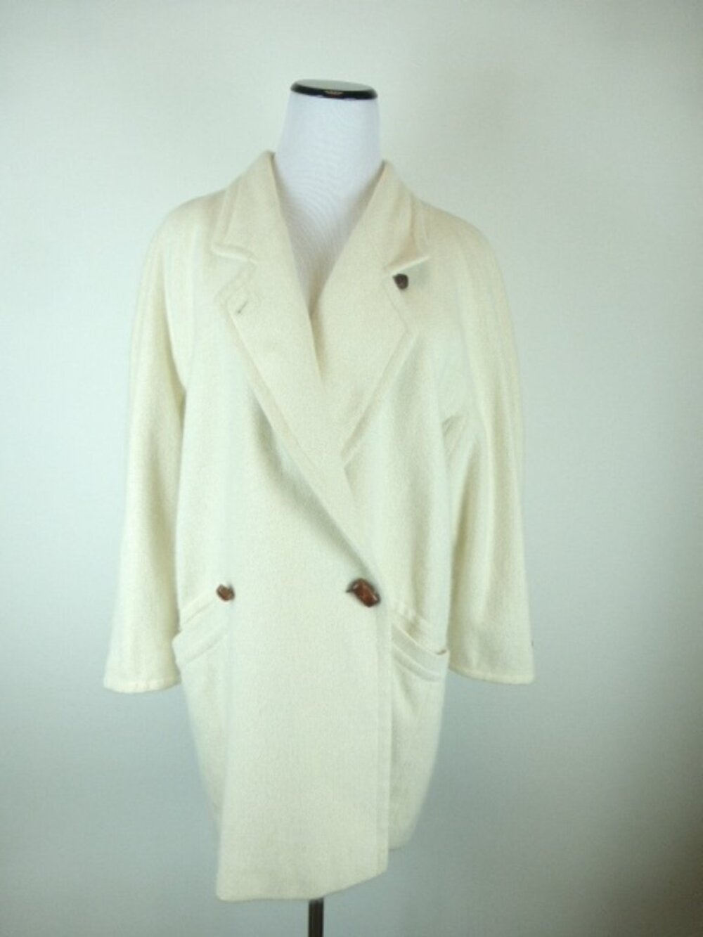 Jil Sander ivory silk angora pea coat 38